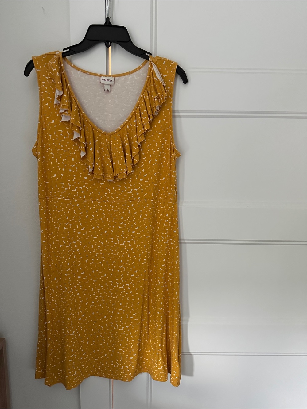 Merona Mustard Yellow Ruffle Neck Sleeveless Midi Dress